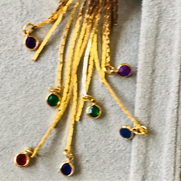 Vintage 80’s Costume Gold Tone Cascading Tassel Fringe 3 Inch Post Earrings - Picture 8 of 12